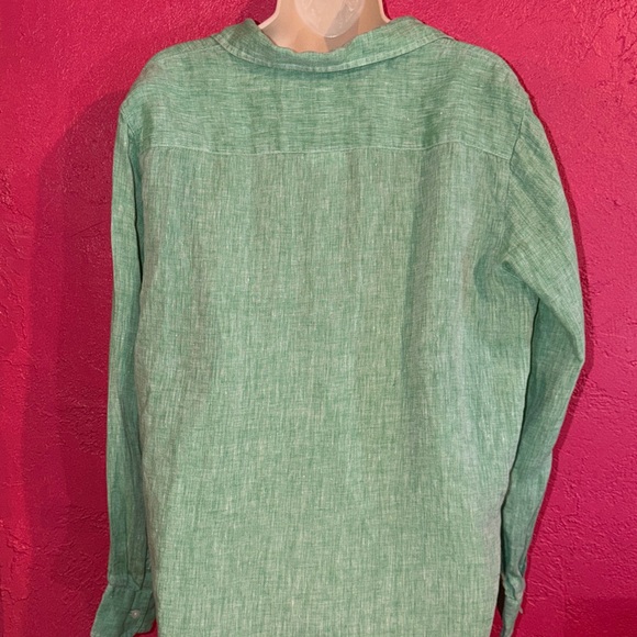 Frank & Eileen green Beachy, coastal Linen Shirt button down shirt. Sz M. - Picture 10 of 17